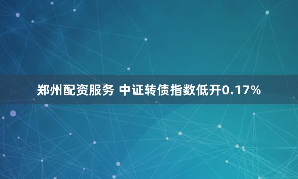郑州配资服务 中证转债指数低开0.17%
